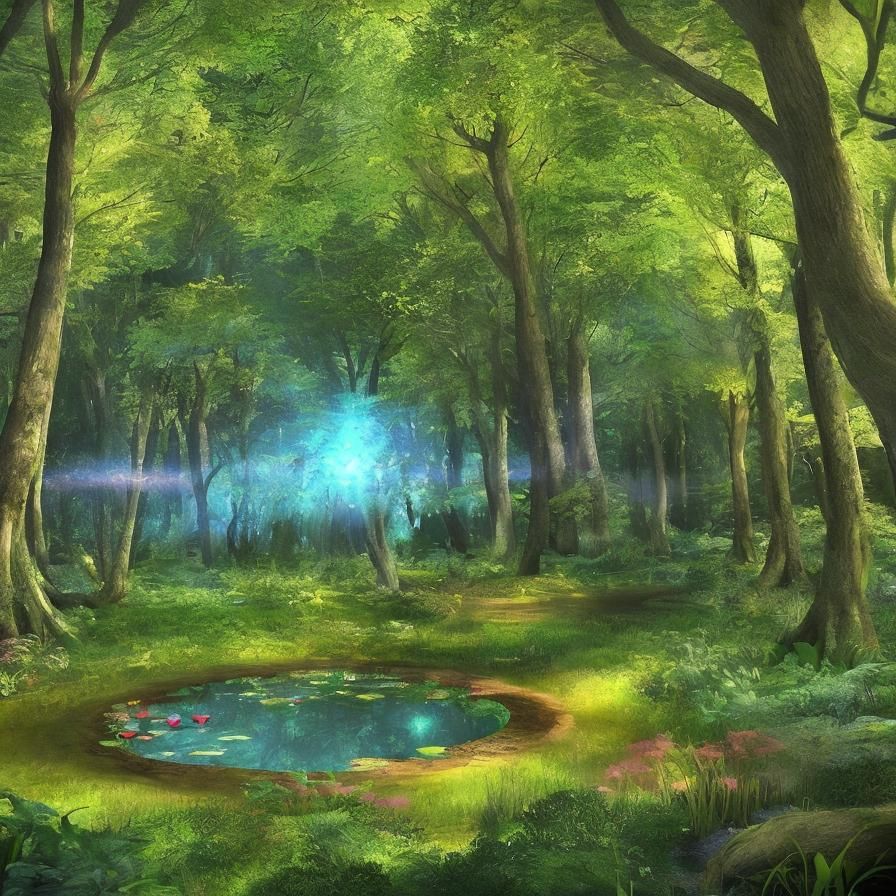 Enchanted Forest Glade with Pond: Splash Art