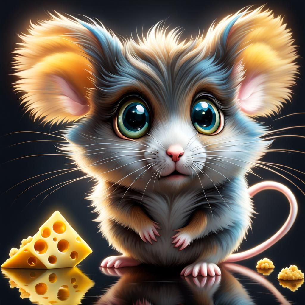 Cute Hamster with Shiny Eyes in Fantasy Style
