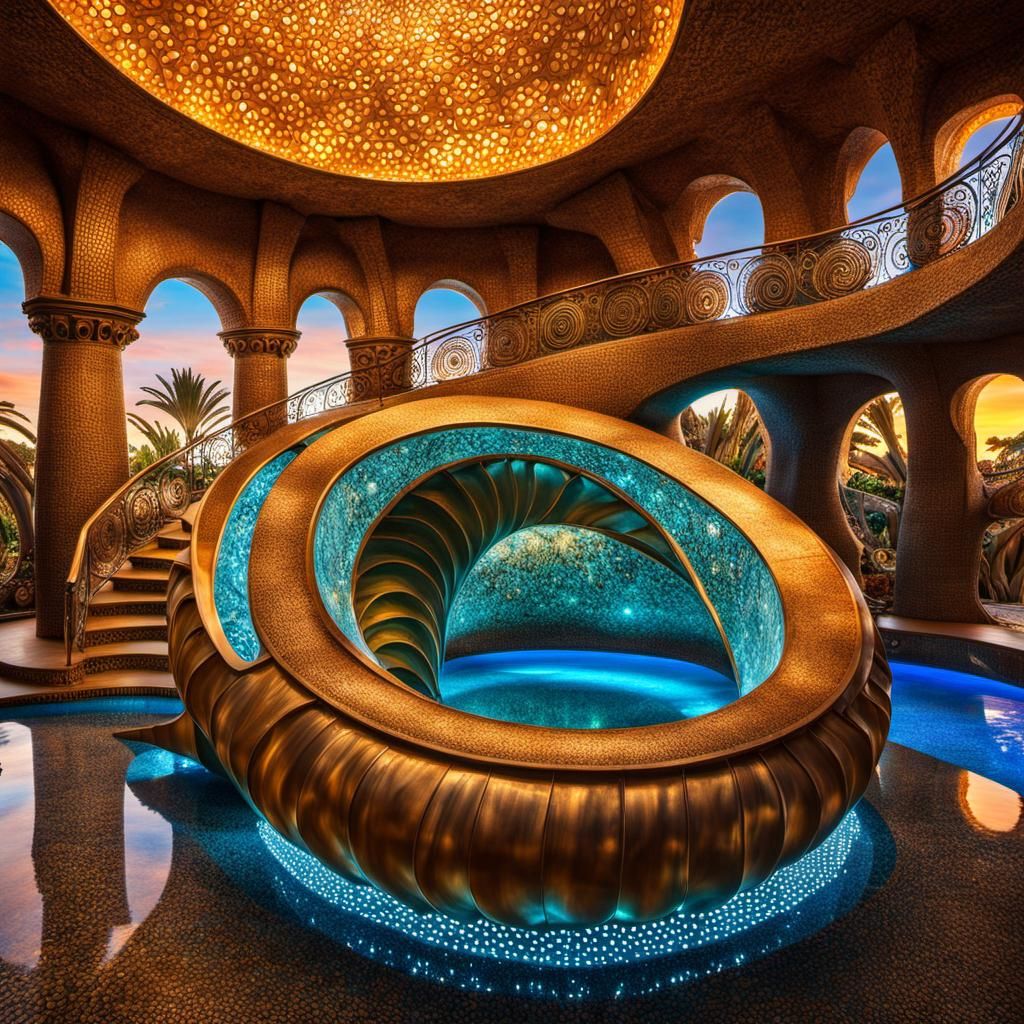 Futuristic Gaudi Snail House in Atlantis