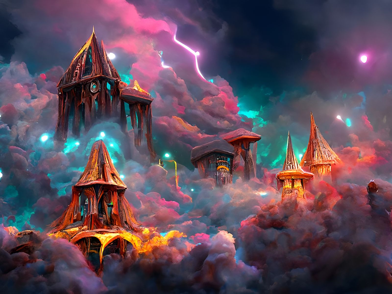 Wizard Plaza: Fantasy Digital Illustration in Rich Colors
