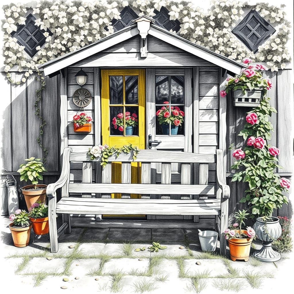 Rustic Garden Bench in Vintage Boho Style