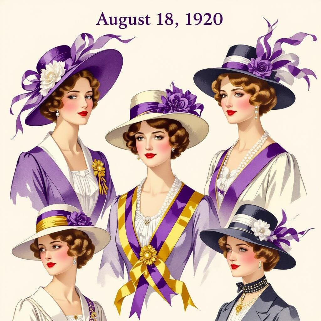 Suffragist Hats and Sashes in Purple, White, and Gold