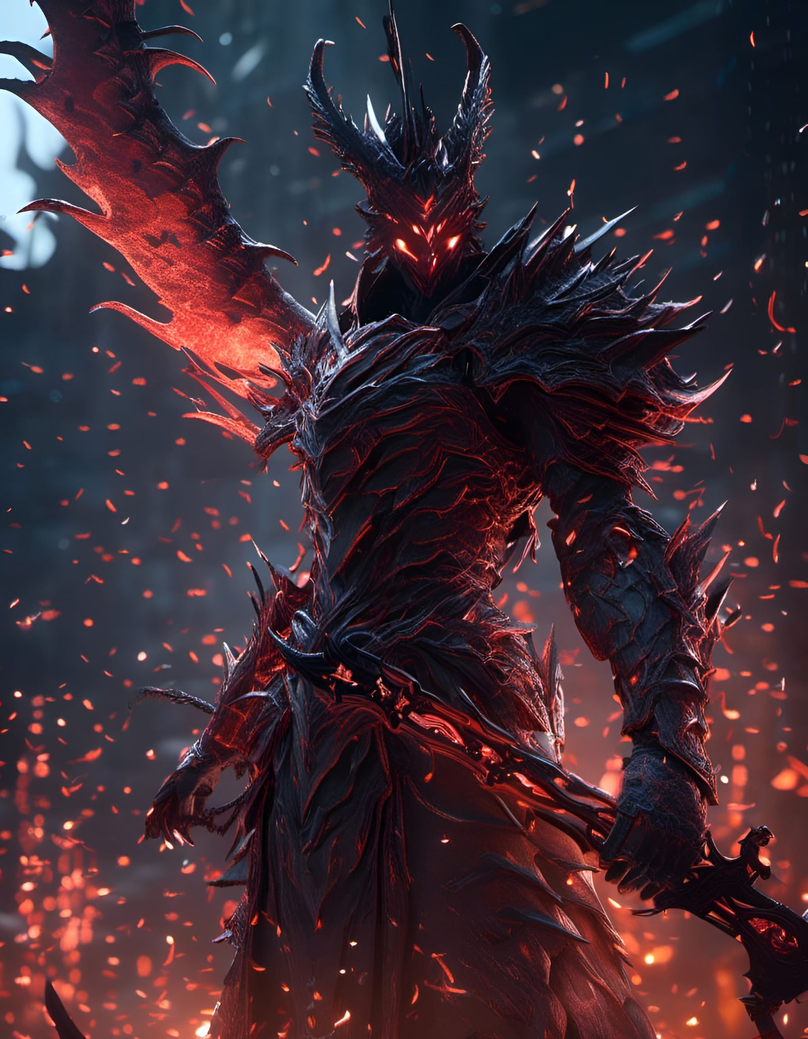 Epic Dragon Knight with Sword in 3D