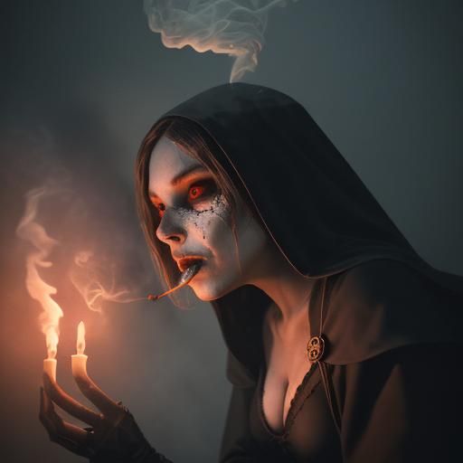 Infernal Women Feast in Smoky Apocalypse