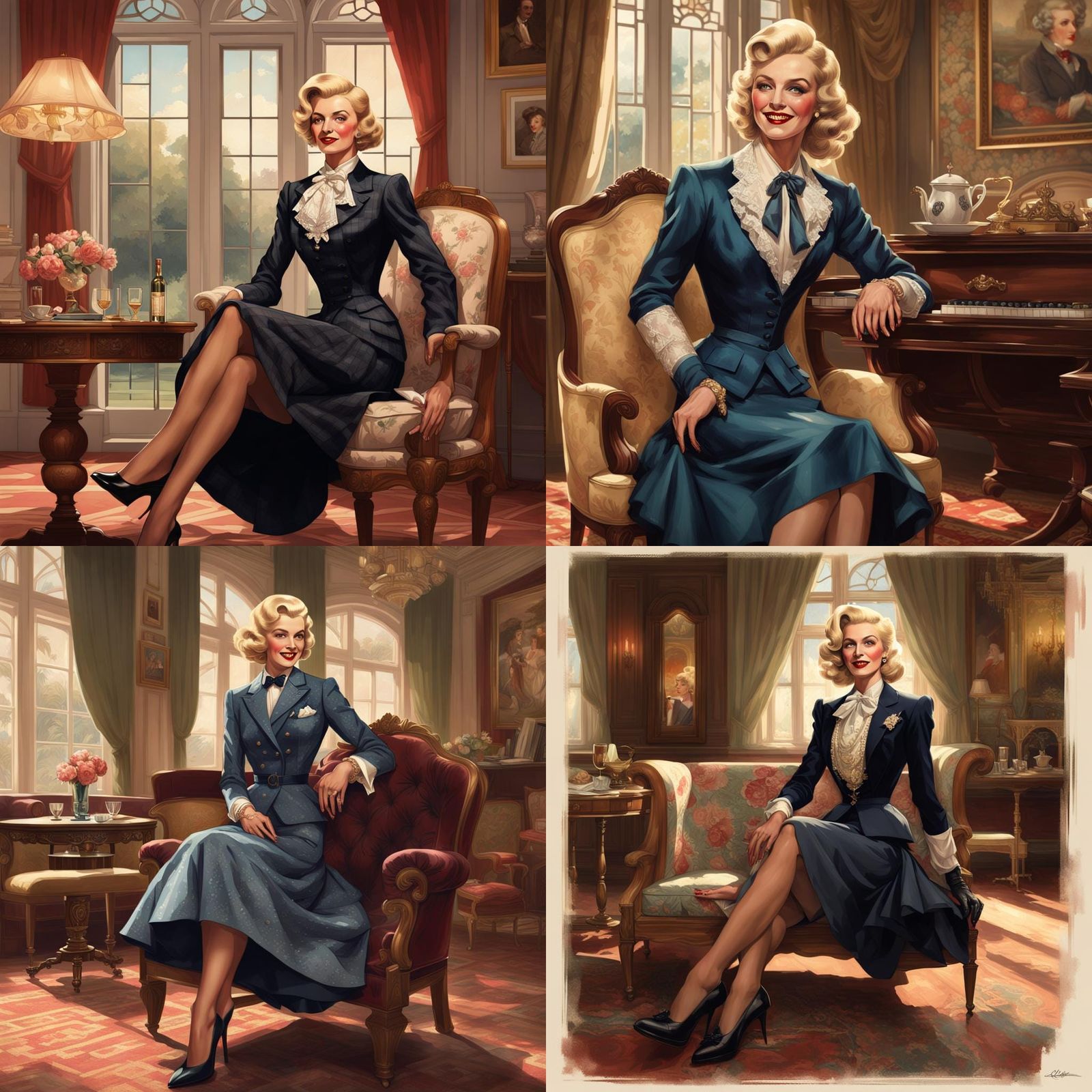 Elegant Crossdresser Portrait in 1950s Style