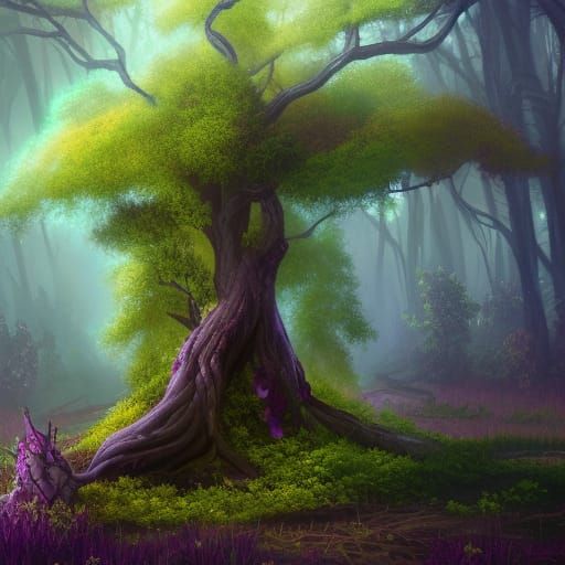 Dead Tree Leaves Turning into Purple Butterflies