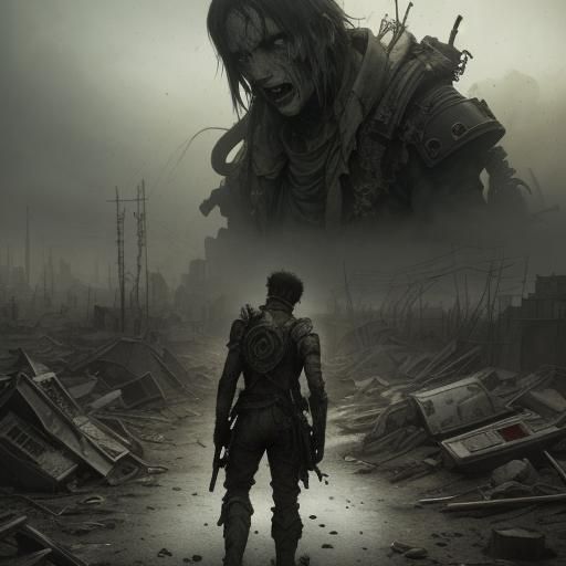 Anime Male in Post-Apocalyptic Wasteland