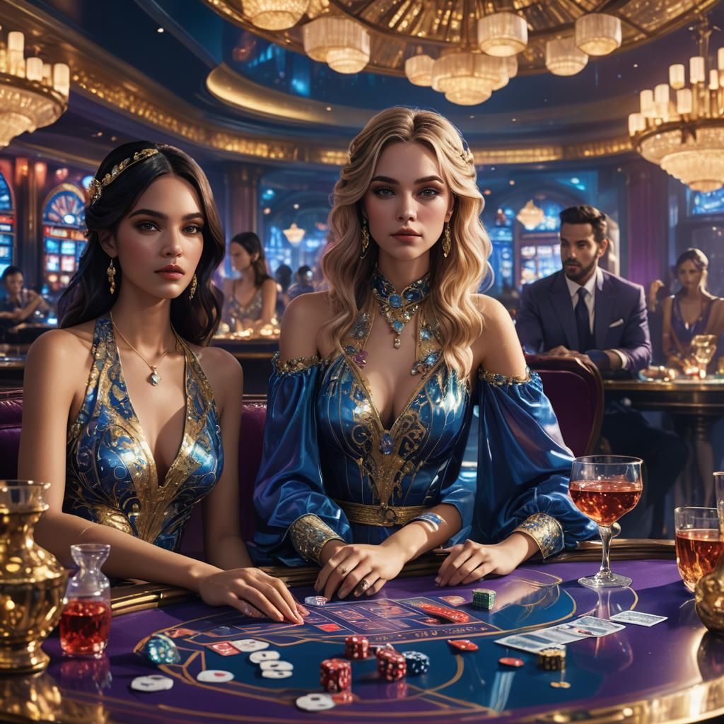 Casino Fantasy Art with Glamorous Women