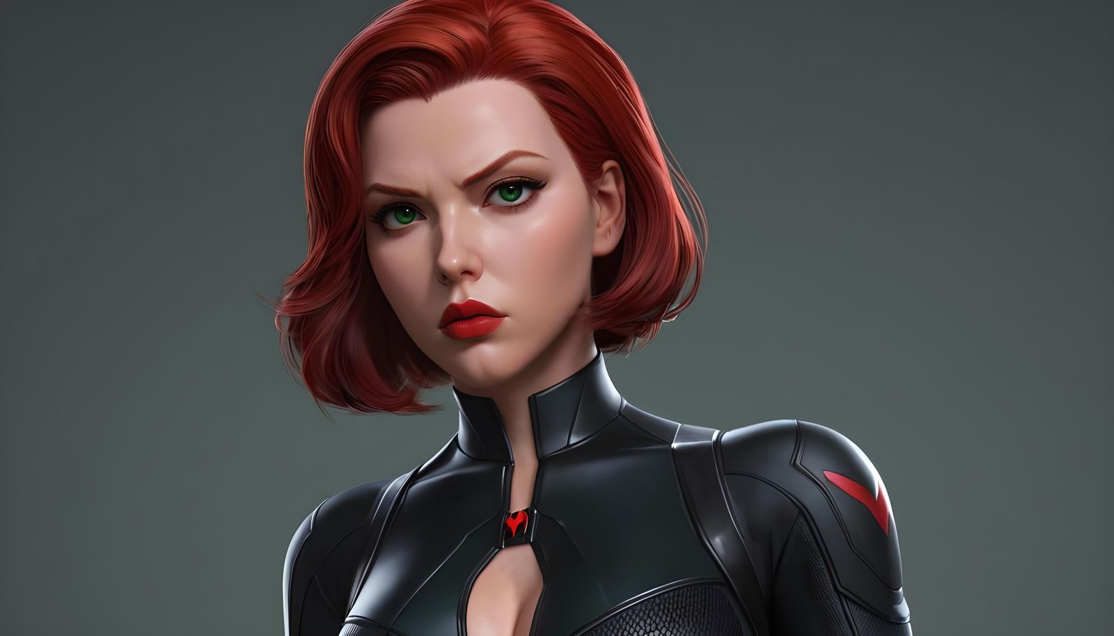 Black Widow Portrait in 3D Anime Style