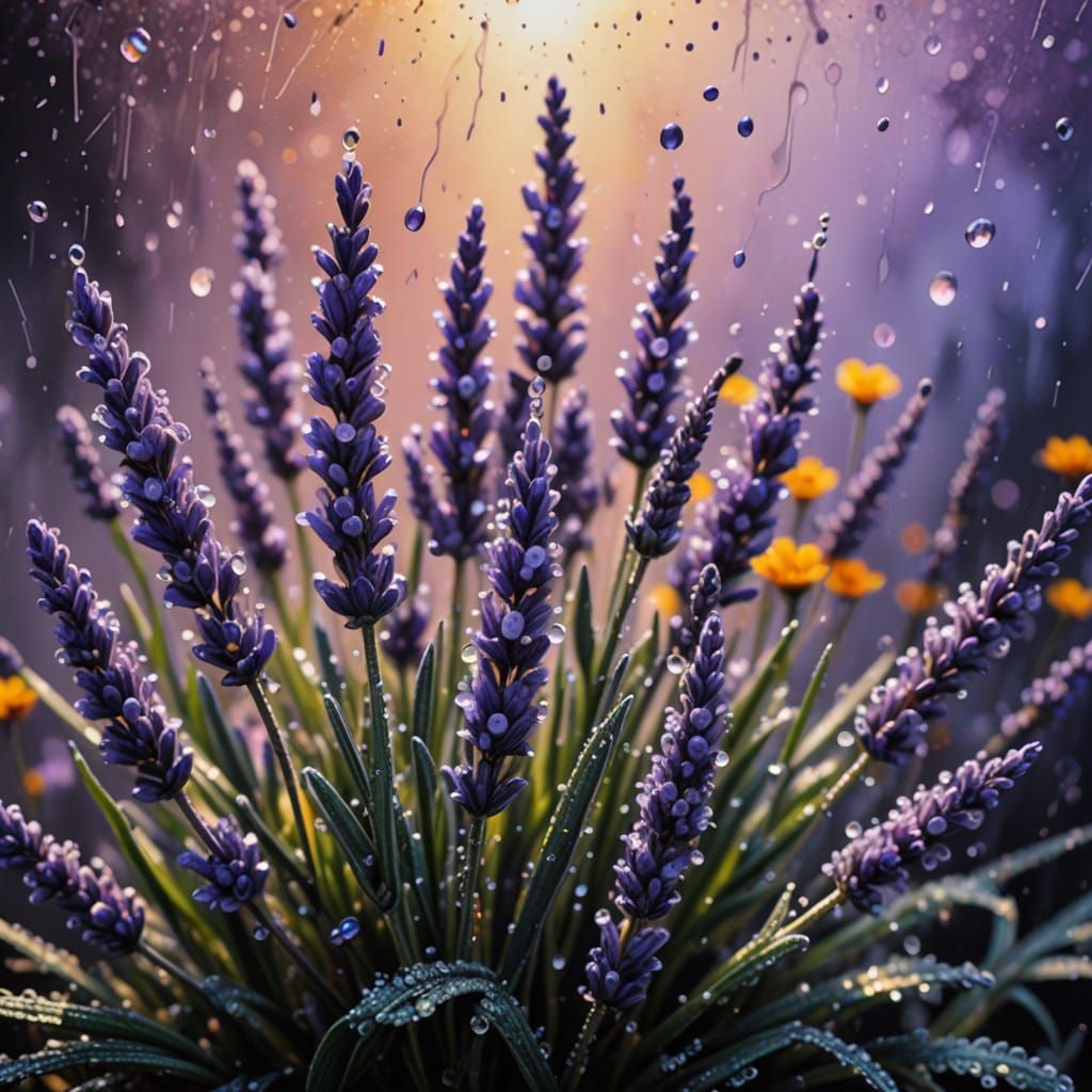 Lavender Graffiti in Morning Mist