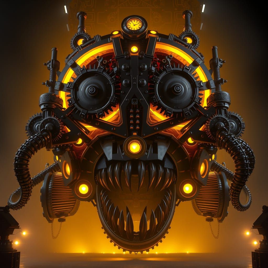 Aztec mask with shutter earrings