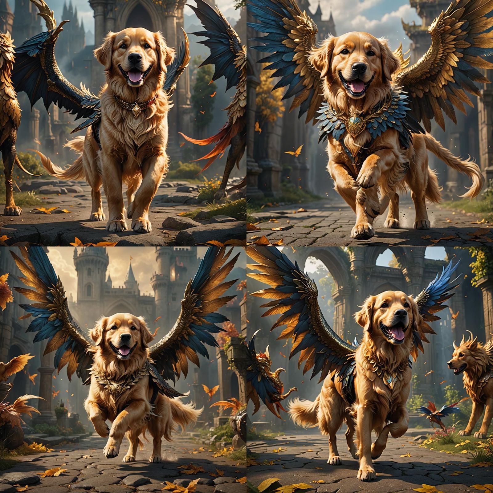 Golden Retriever Dragon Dog Fantasy Art