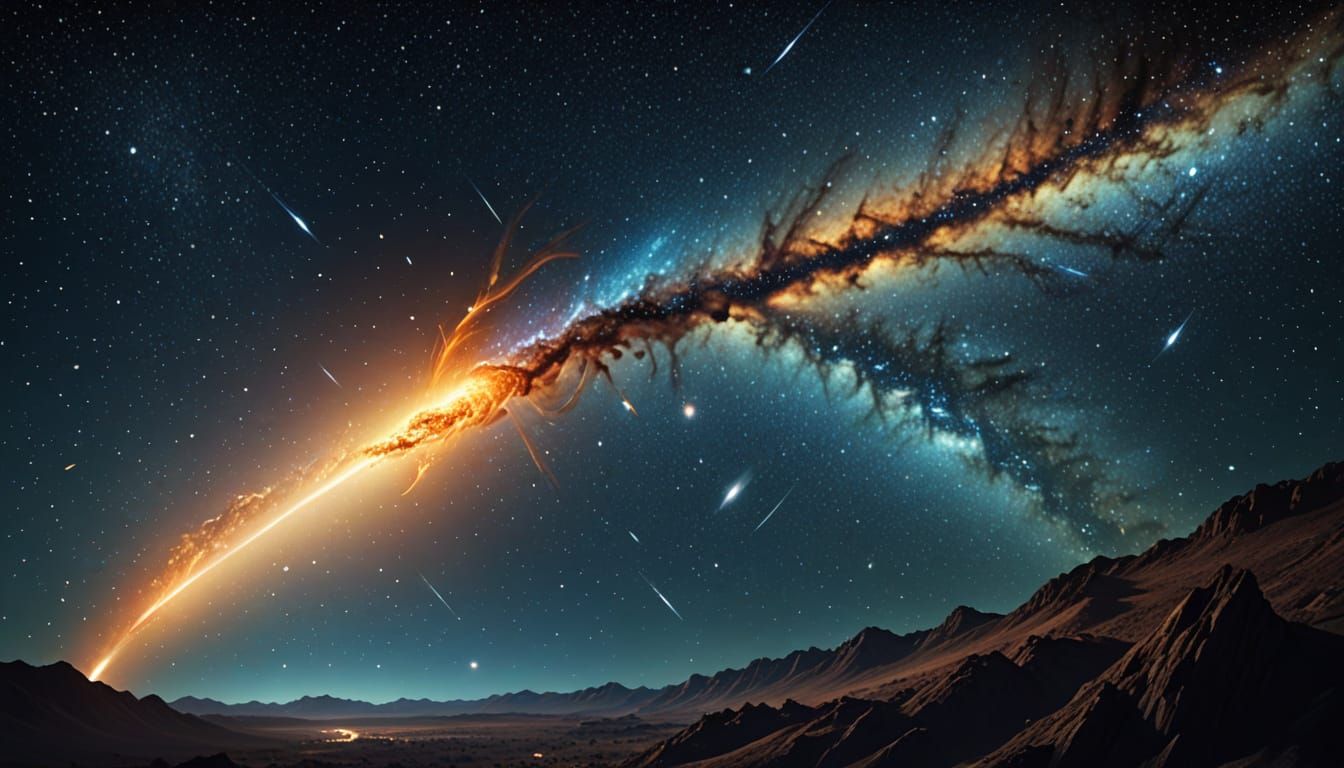 Cosmic Comet Ignites Milky Way Galaxy in Vibrant Digital Art