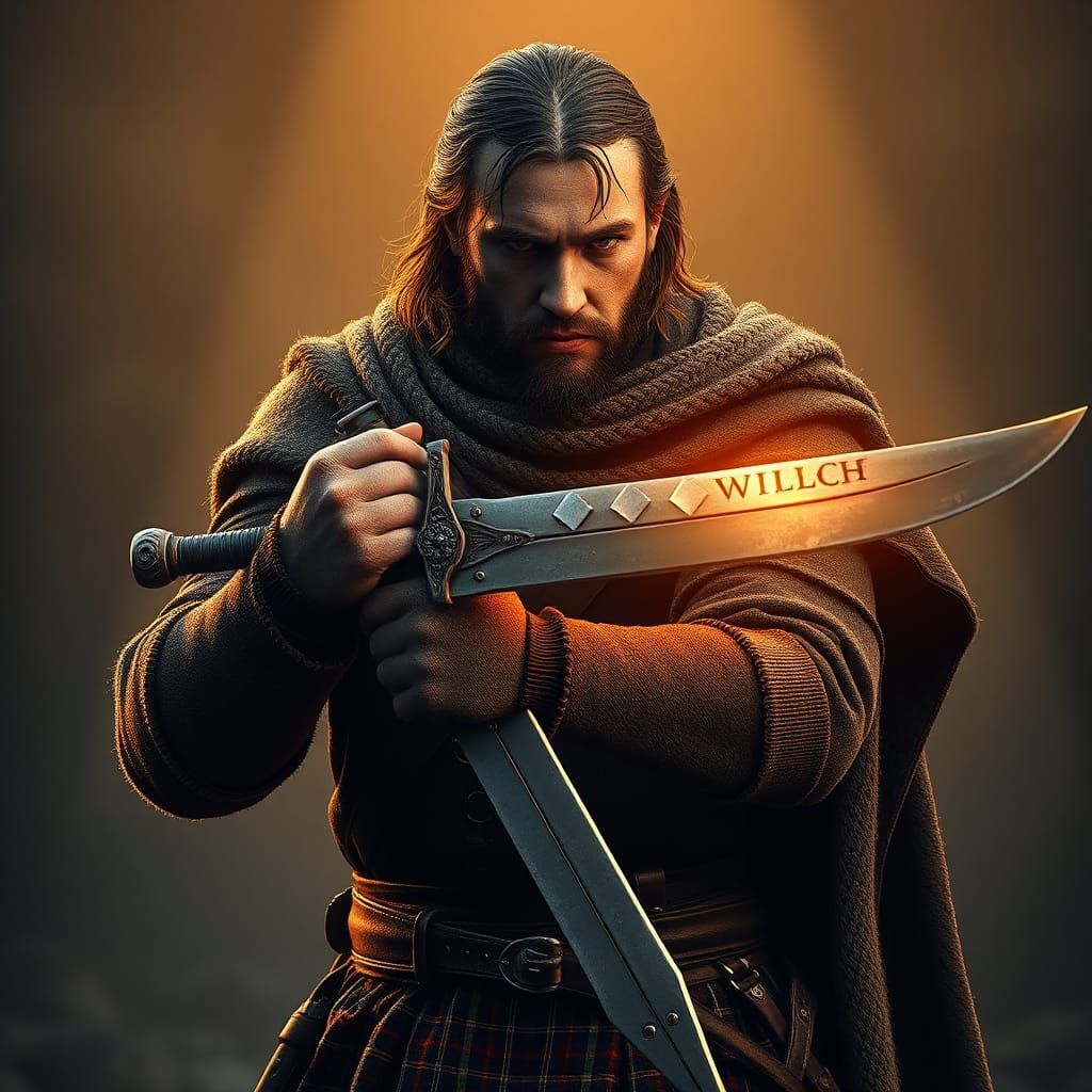 William Wallace with Claymore in Atmospheric Light