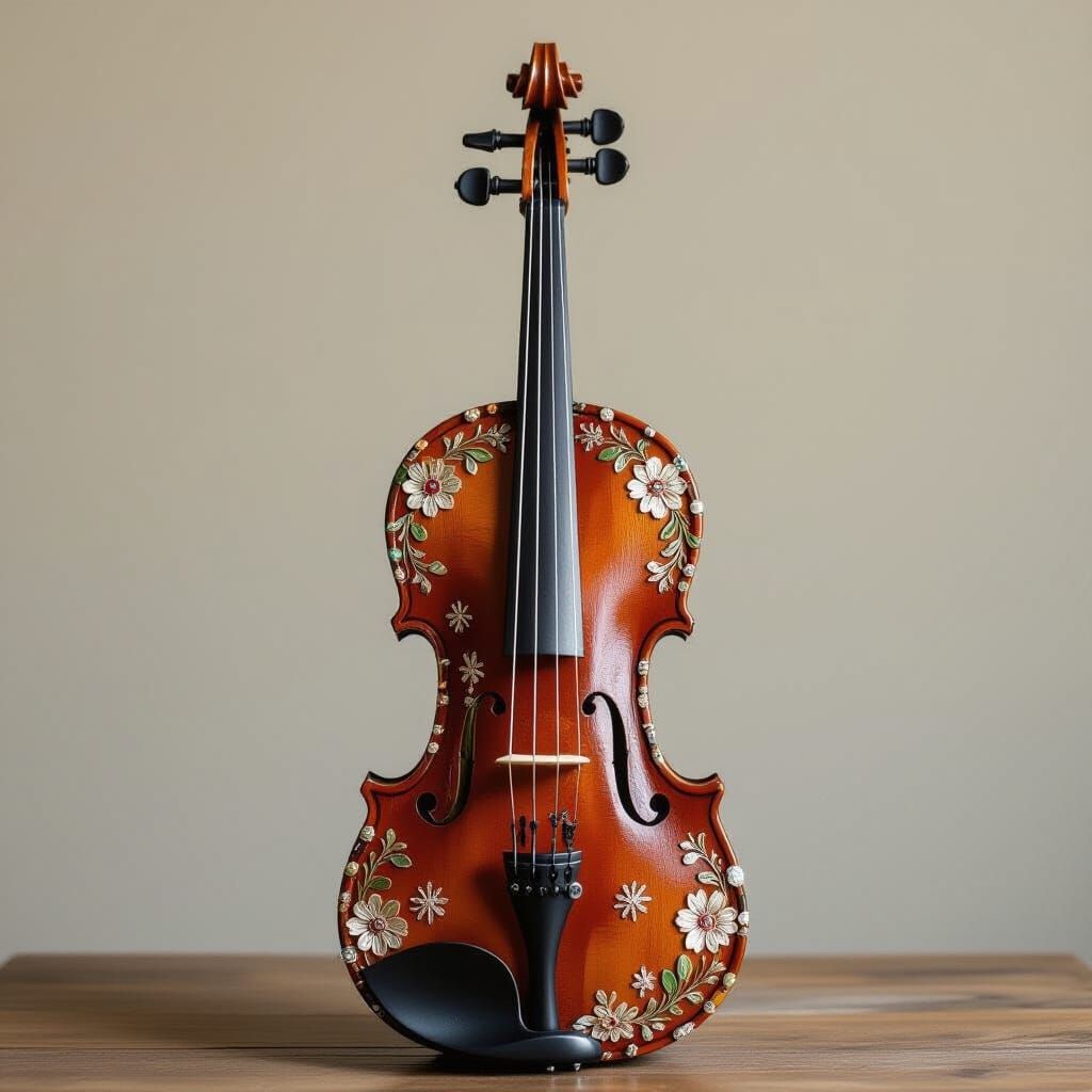 Decoupage Violin Bottle with Ornate Details