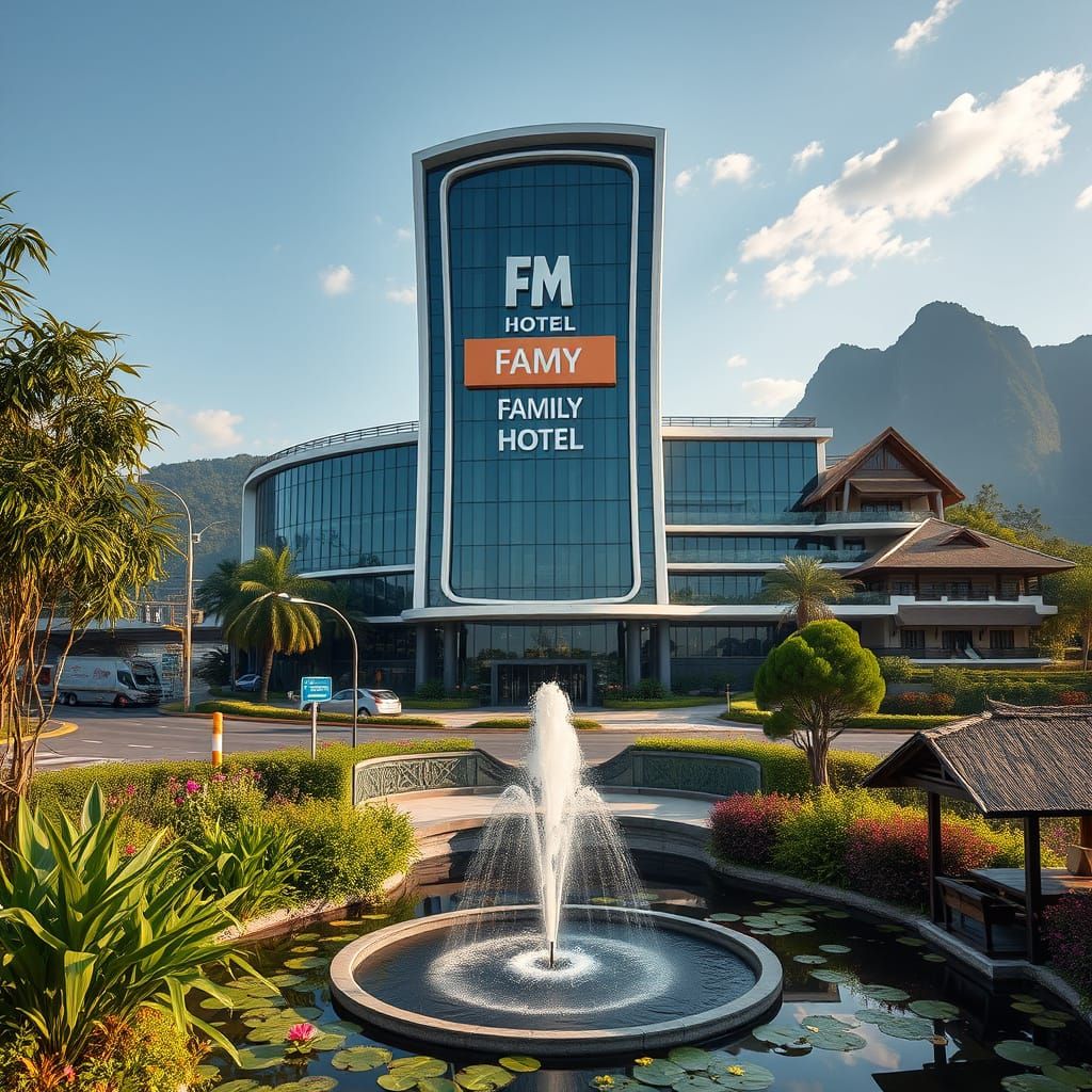 Futuristic Luxury Hotel with Rice Terraces