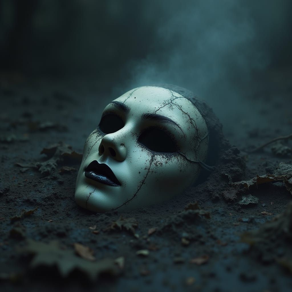 Lost Venetian Mask in Dark Misty Setting