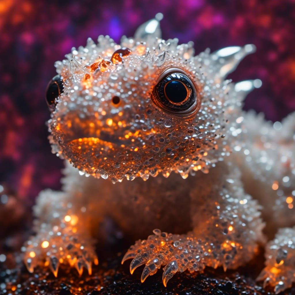 Frosted Crystal Fire Dragon Hatchling Microportrait