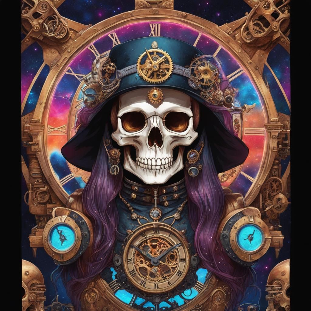 Clock Punk Fairy Skull with Volumetric Lighting