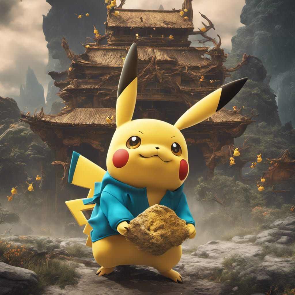 Detailed Matte Painting of Pikachu in Fantasy Setting