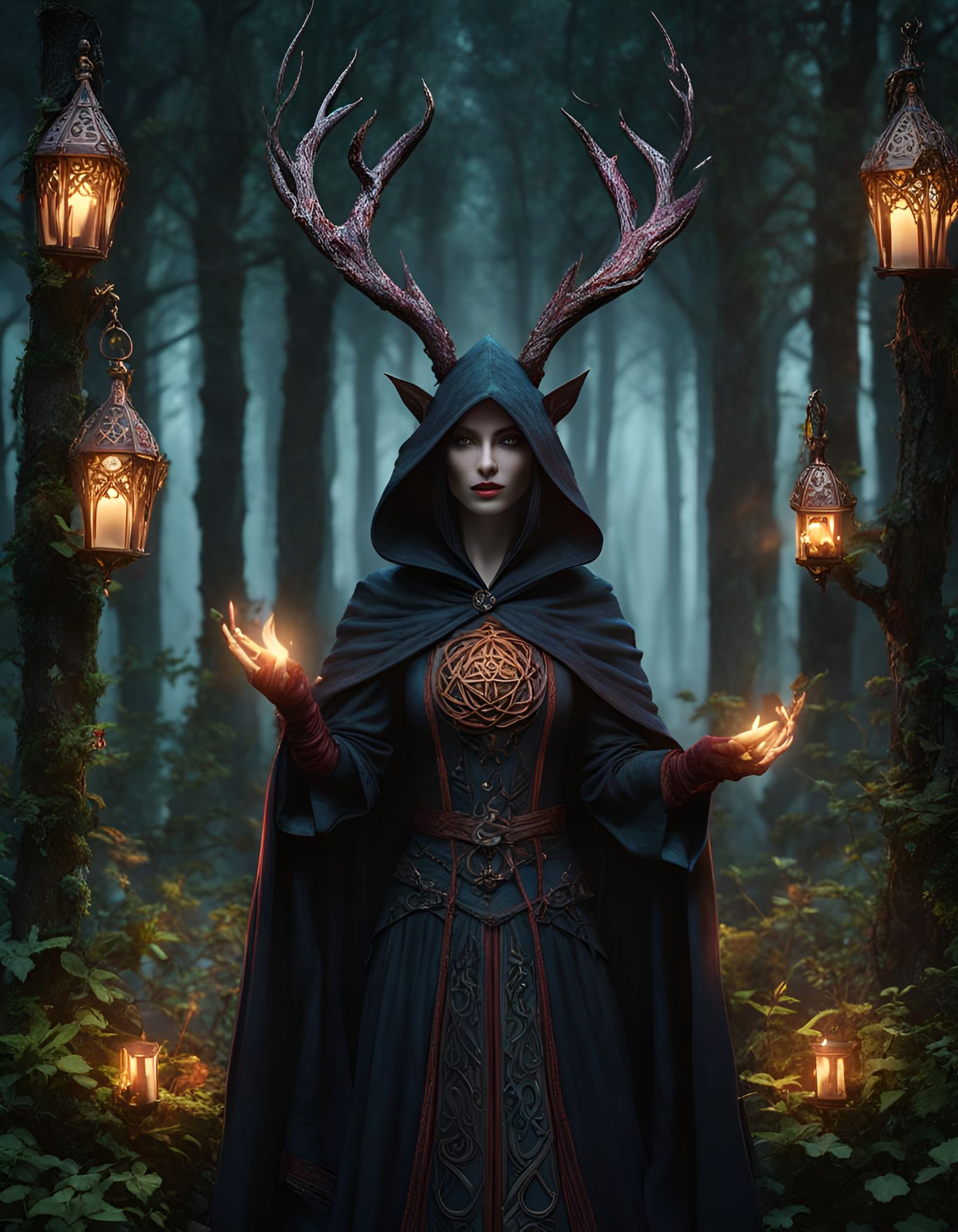 Enchanting Forest Sorcerer in Froud Faerie Style