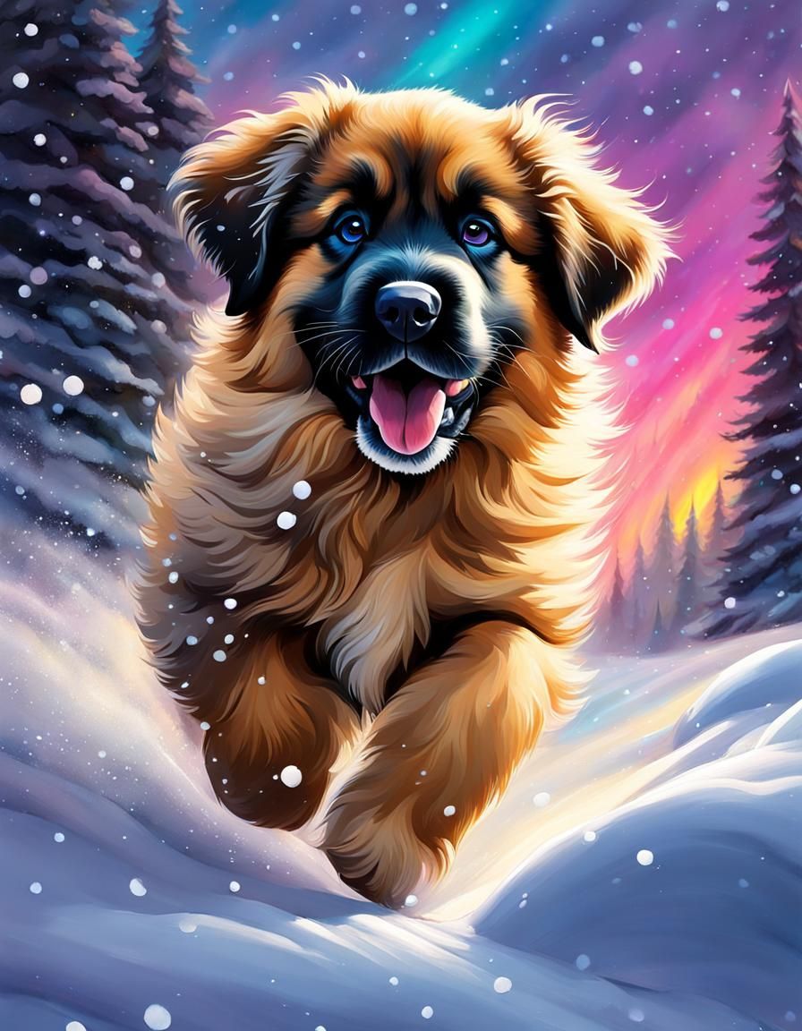 Playful Leo in the Snow