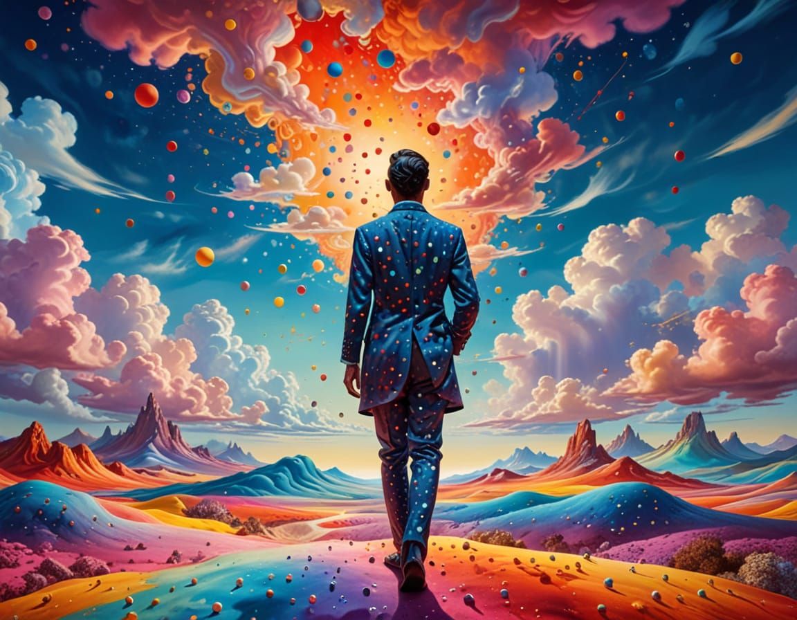 Polka Dot Surrealism: A Dreamlike Digital Painting