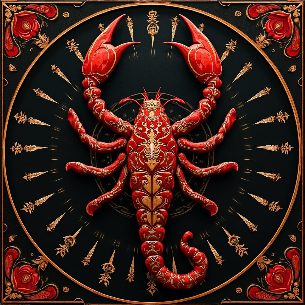 Scorpio Symbol in Art Nouveau Digital Style