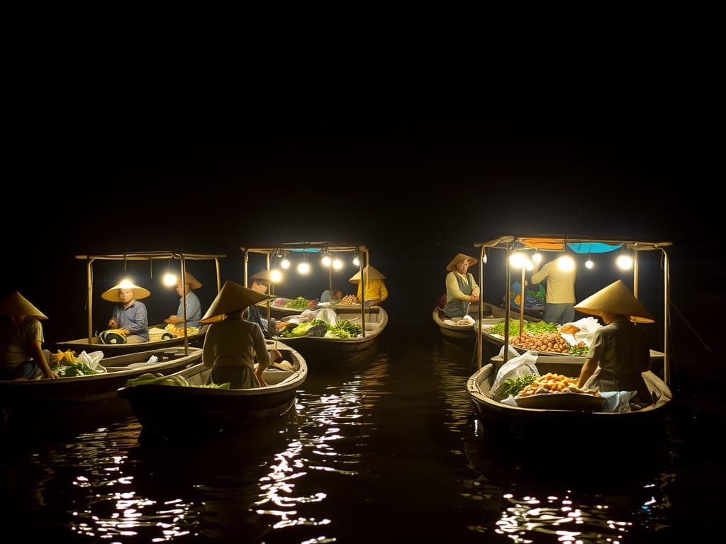 Enchanted Night Market Along the Mekong River