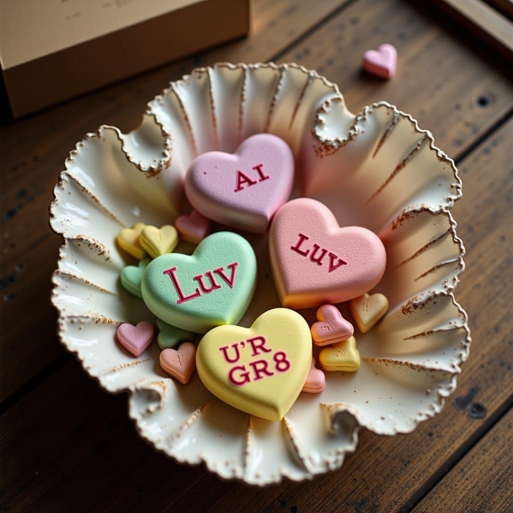 Whimsical Conversation Hearts in a Romantic Coffee Table Set...