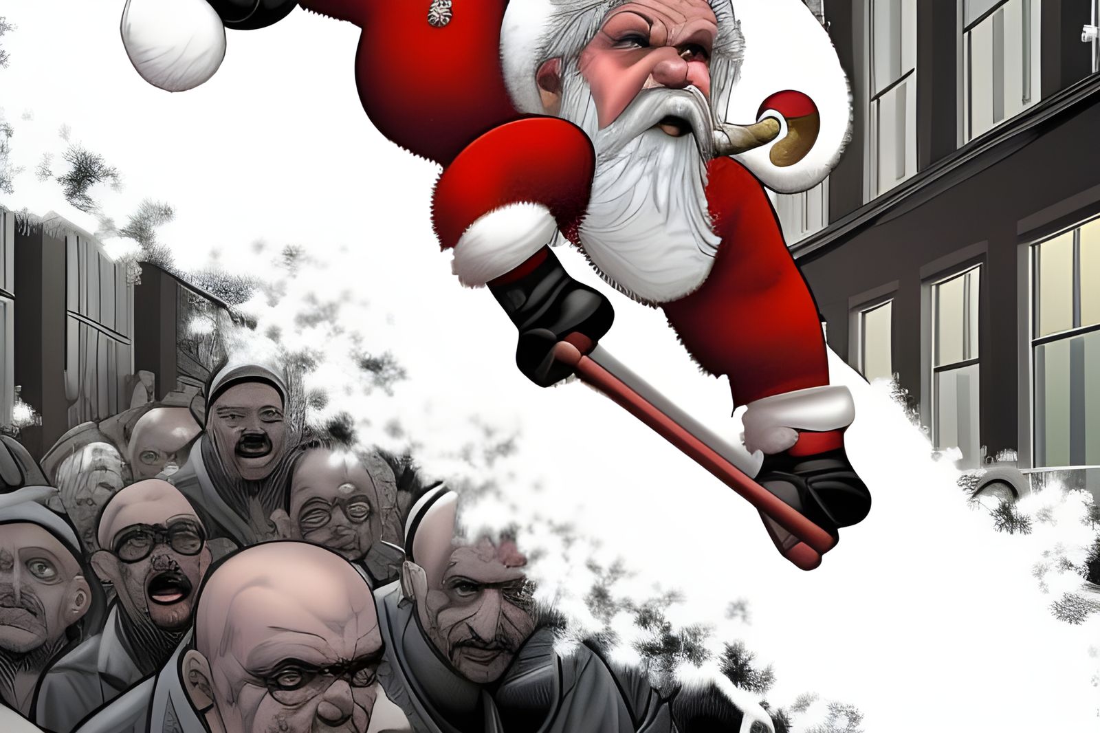 Evil Santa and Rudolph in Comic Book Art