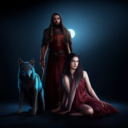 Evil Wolf Shifter Wizard with Dark Goddess