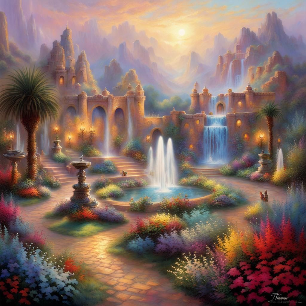 Magical Puebloan Desert Palace Garden in Ethereal Style
