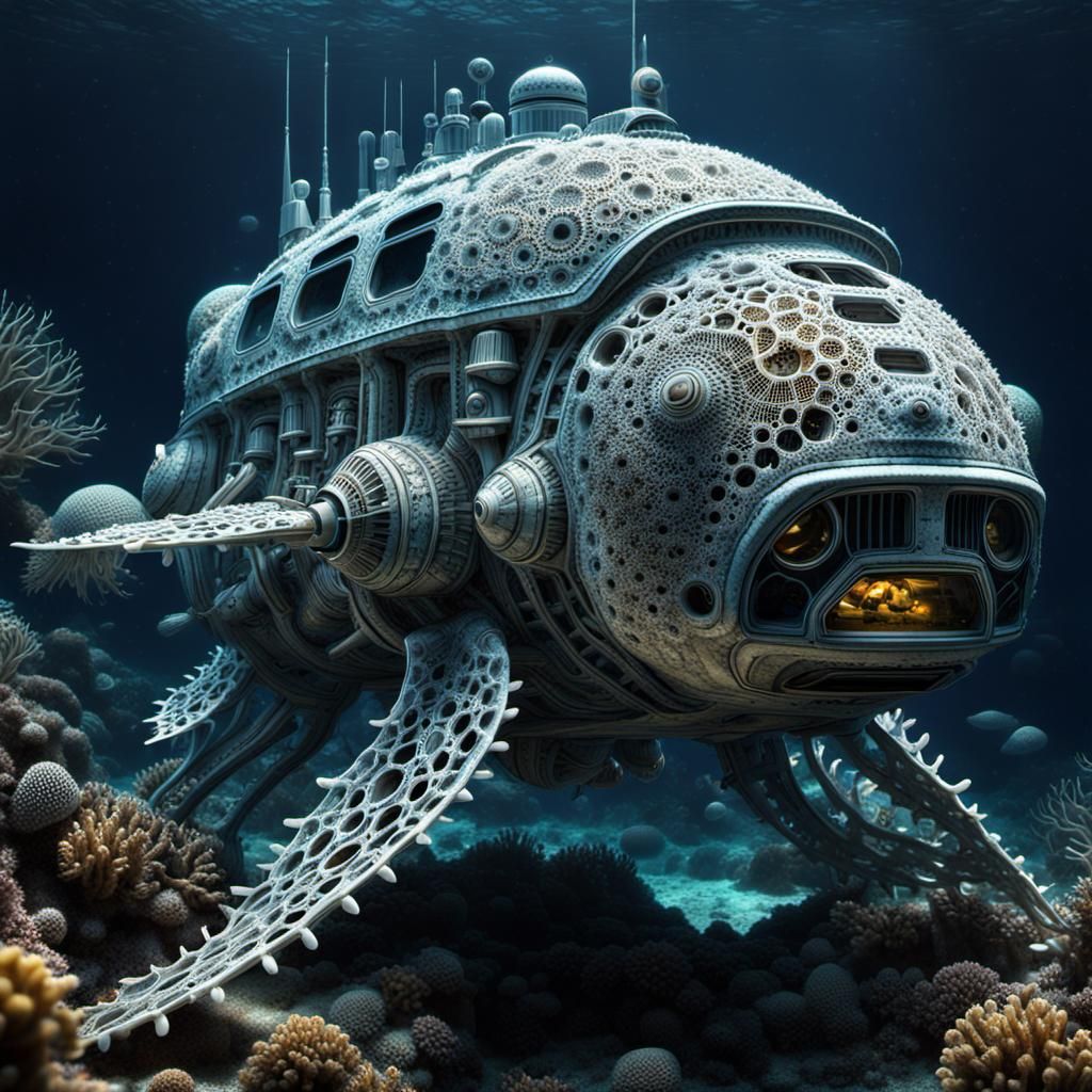 Biomutated Organic Submarine in Underwater Environment