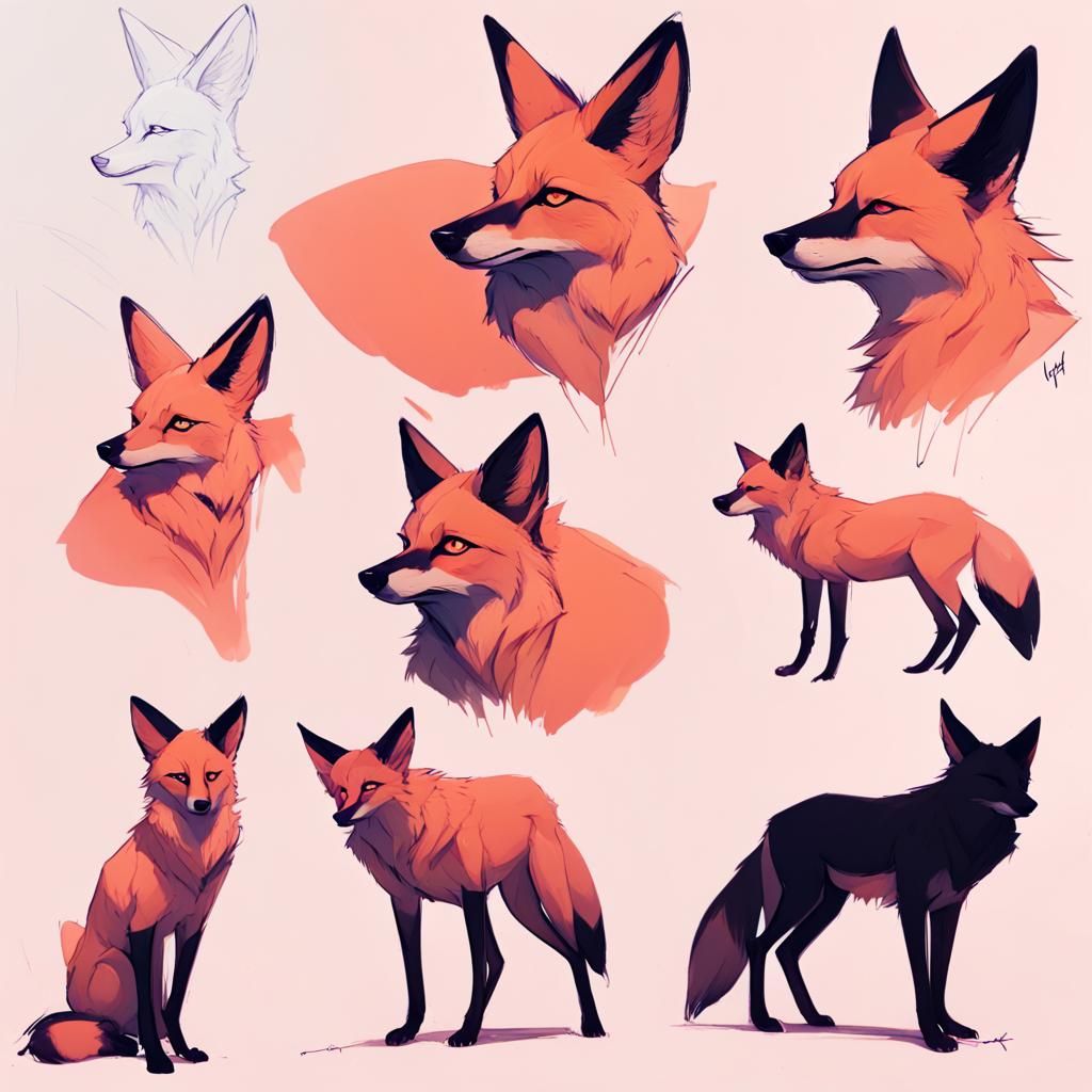 Maned Wolf Concept Art in Pastel Cartoon Style