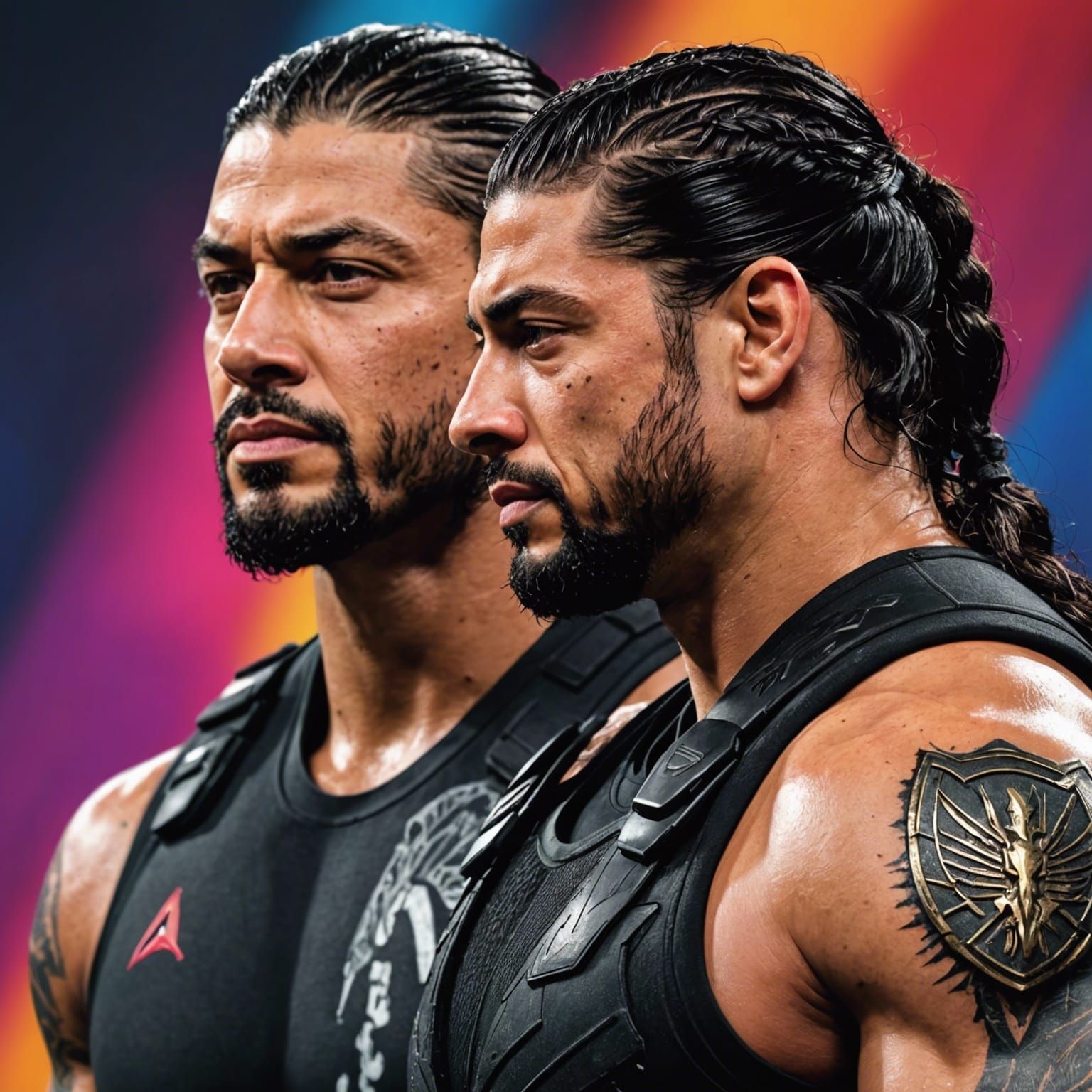 Hyperrealistic Portrait of Roman Reigns and Teammate