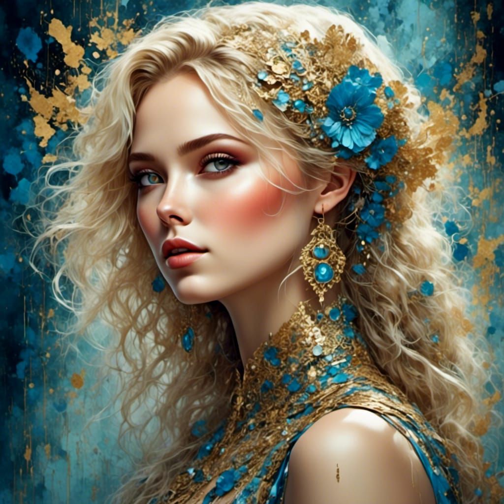 Stunning Beauty Portrait in Watercolor Style