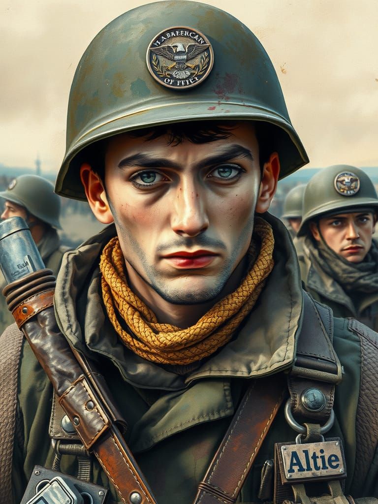 American Soldier in Epic WW2 Battle Scene