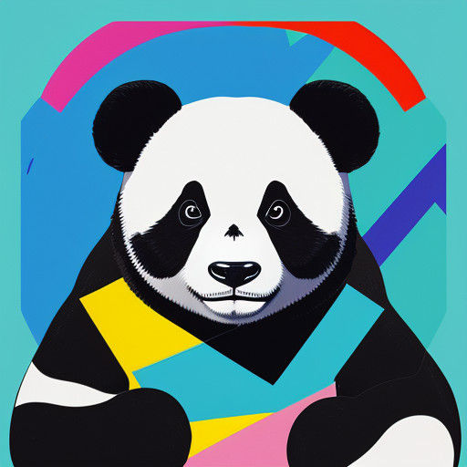 Cubist Pop Art Portrait of a Smiling Panda