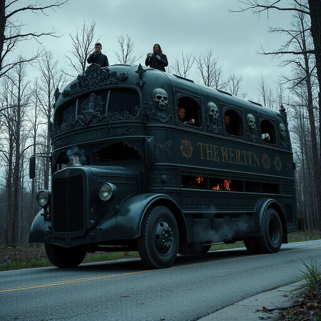 Gothic Cathedral Bus on a Grim Journey