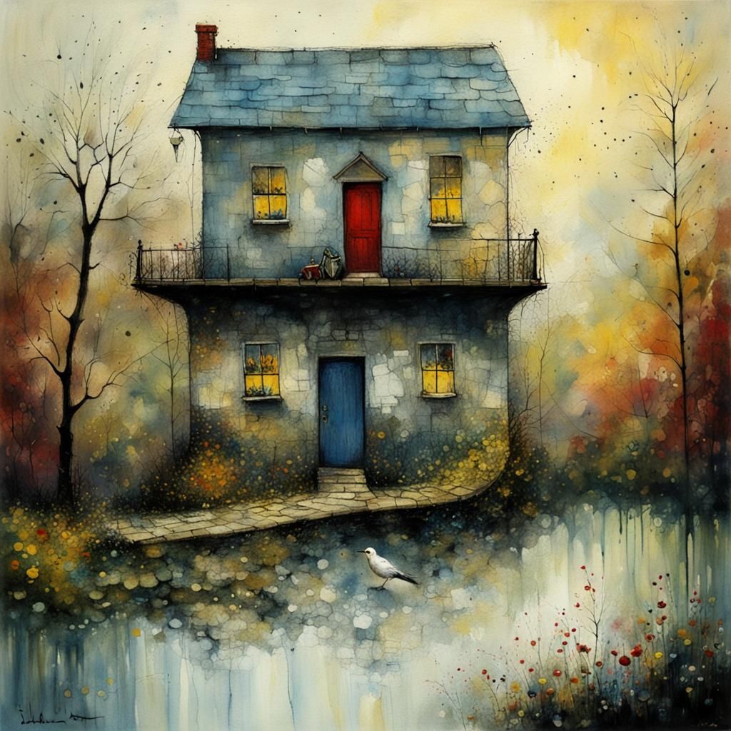 Whimsical Scene in Expressionist Illustration Style