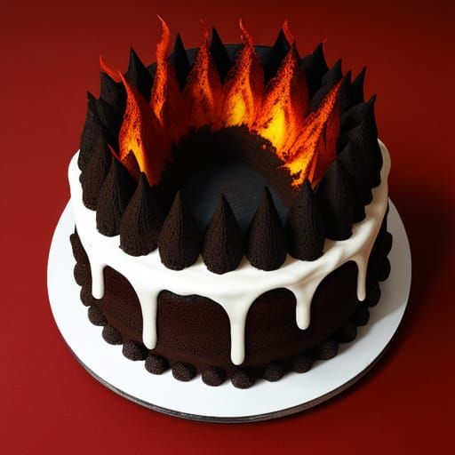 Fiery Devil's Food Cake Ablaze