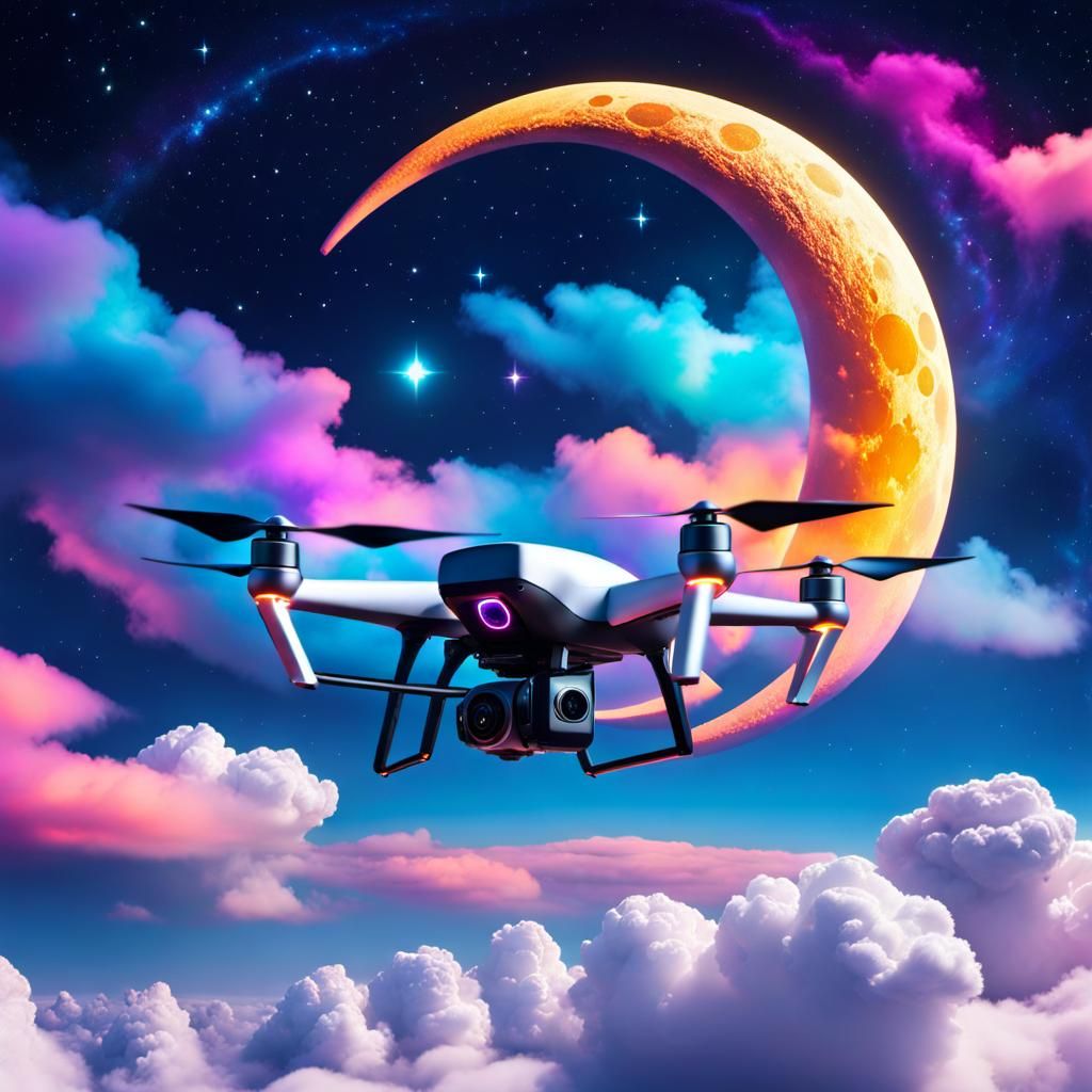 Drone by the Crescent Moon