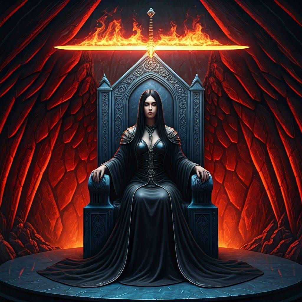 Majestic Female Angel in Red Cave Regalia