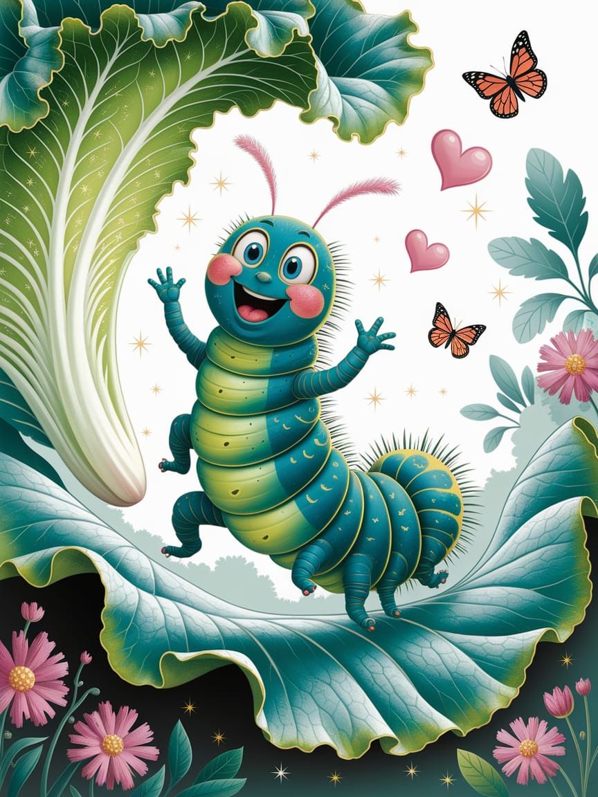 Happy Caterpillar's First Lettuce Bite