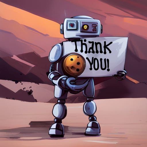 Hyperrealistic Post-Apocalyptic Robot Survivor With Sign