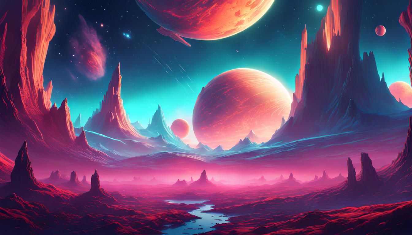 Surreal Cosmic Landscape Rendered in Octane