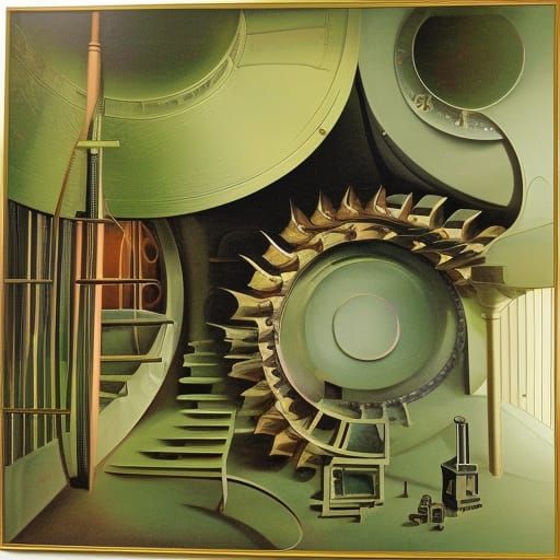 Watt-Boulton Engine in Cornwall: Abstract Oil Painting