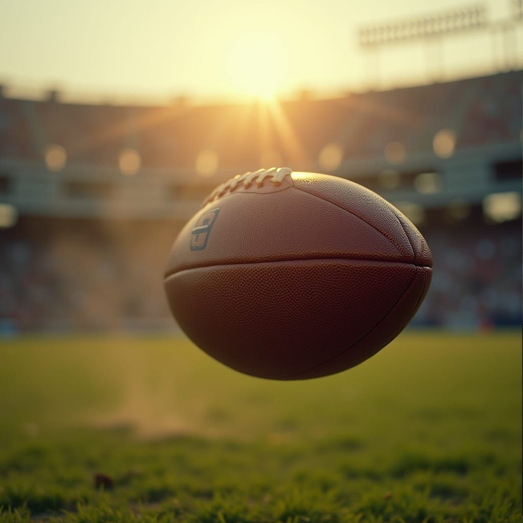 Close-Up Football in Cinematic Golden Light