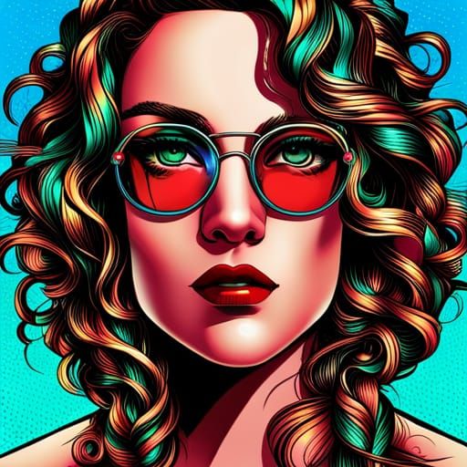 Cyberpunk Princess with Cybernetic Eye in Pop Art Style
